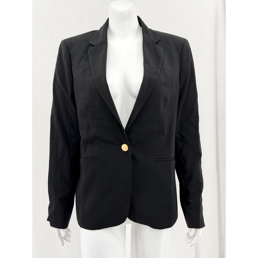 Gerard Darel Blazer Women 42 US 10 Black Stretch Jacket Minimalist Office Career